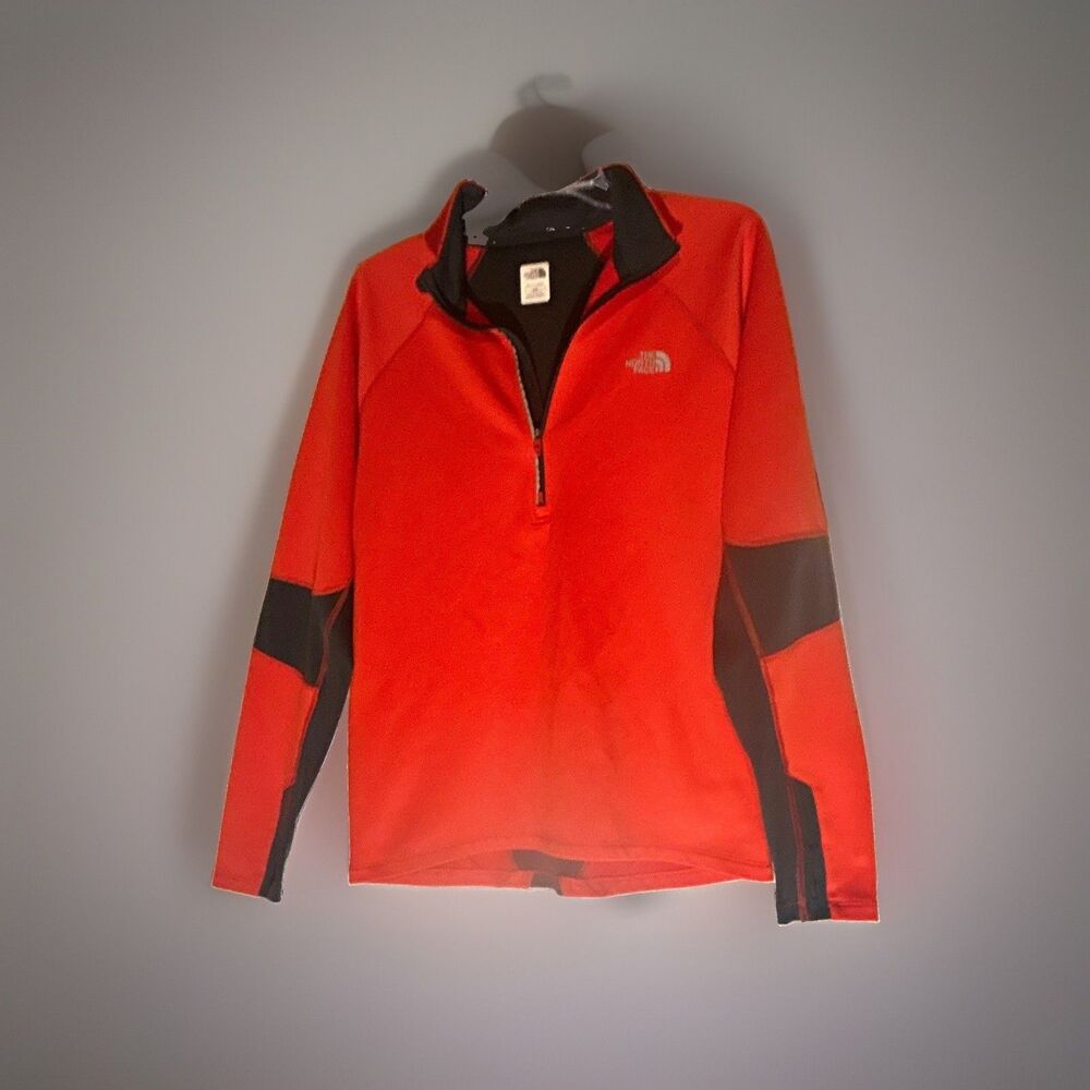 The North Face FlashDry Men’s M Orange/Black Colorblock 1/4 Zip Mock Top